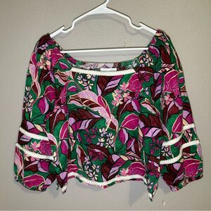 Cynthia Rowley 100% linen boxy fit balloon sleeve blouse women’s size large